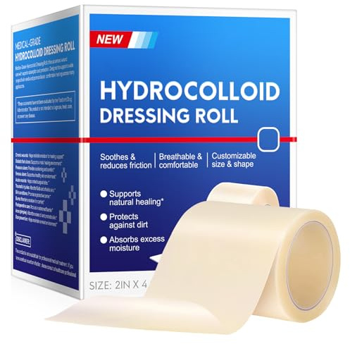 Hydrokolloid Pflaster Rolle zum Zuschneiden (5cm * 1.5m) Wasserdichtes Selbstklebendes Wundpflaster für Blasen und Reibung, Atmungsaktiv und Hautfreundlich