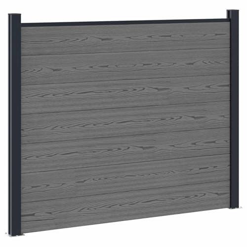 Ordellia Clôture en WPC et aluminium gris - 180 x 146 cm - Clôture de jardin brise-vue avec profil en aluminium solide - Résistant aux intempéries - Avec poteaux et accessoires de montage pour