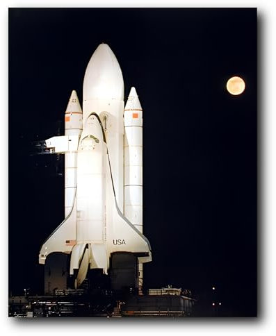 Impact Posters Gallery Motivational Wall Decor Picture - NASA Space Shuttle Night Moon Astronaut Rocket Science Educational Art Print Poster (16x20)