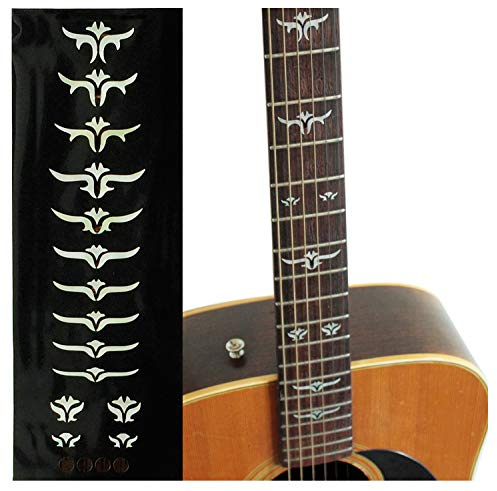 InlaystickersSticker Griffbrett Position Marker für Gitarren & Bass – Tailored Leaves - Weiß Perle, F-100TL-WT