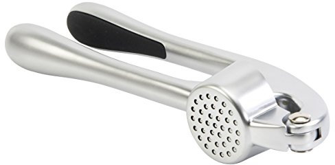 Silver Manual Garlic Press - Handheld Kitchen Crusher Tool for Cloves & Ginger Professional, Coloured Design, Strong Commercial Handle by Sabatier Professional