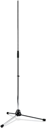 K&M 201A/2 Mikrofonstativ verchromt – Solostativ mit großem Fußkreis - 90 – 160,5 cm ausziehbar, 3/8“ Gewindeanschluss