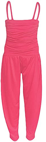 A2Z 4 Kids Flickor Jumpsuit Barn Slätt Färg - Plain Jumpsuit Neon Pink 13