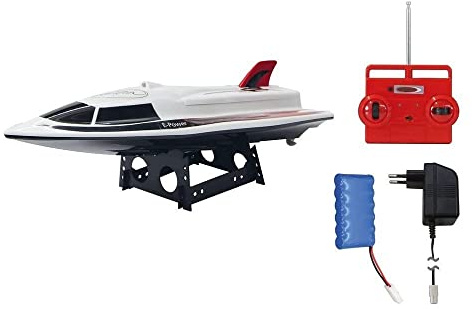 JAMARA 040430 - Swordfish 2 Kanal mit LED 27Mhz - 2 Antriebsmotoren mit Sicherheitsfunktion! Schiffsschrauben drehen sich nur im Wasser, einfach zu steuern, Gleiterrumpf für hohe Geschwindigkeiten,LED