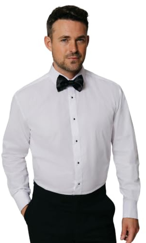 Dobell Mens White Tuxedo Dress Shirt Regular Fit Stud Buttons-18