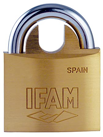 IFAM Candado Serie K, Modelo K50AP, Arco Protegido, 50mm, De Latón, Con Llave, Apto para Interiores y Exteriores, Para taquillas de Gimnasio, Puertas, Armarios, Cajones, Maletas o Mochilas