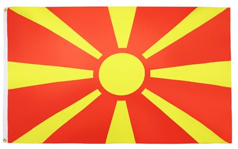 AZ FLAG Bandiera Macedonia 150x90 cm Poliestere Leggero 2 Occhielli | Uso interno bandiera decorativa macedone doppie cuciture e bordi rinforzati con occhielli metallici
