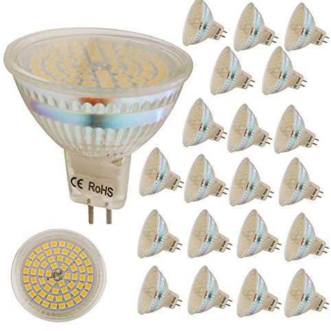 Mengjay 20 Stück MR16 3W LED Lampen Birnen Warm weiß (3200k) ，60 SMD 2835, 320 lumen, AC/DC 12V, Led - Winkel 120 °, CRI:75 ，Kein Stroboskop effekt