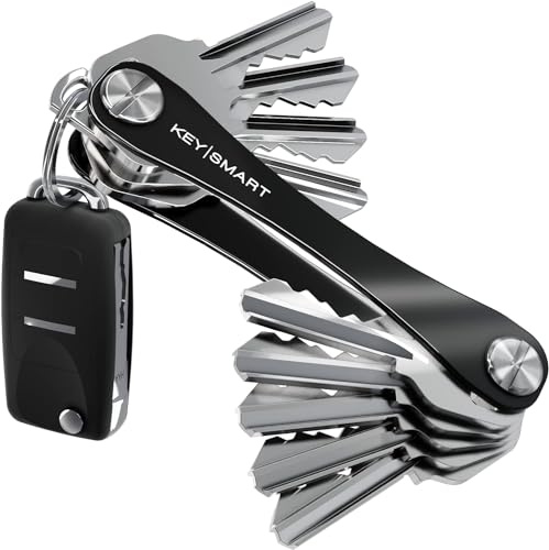 KeySmart – Porte-clés compact avec pack d'extension - 14 clés, déconnexion rapide et décapsuleur (noir)