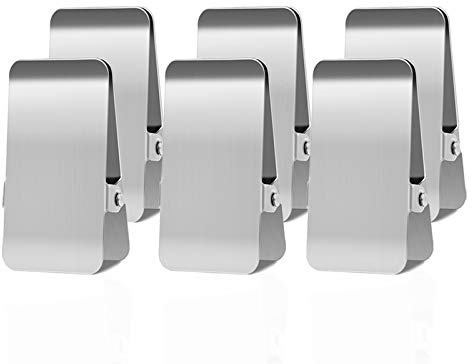 BURLIHOME Edelstahl-Chip-Clips, lang, robust, für Textaufzeichnungen, DIY-Clips für Büro, Küche, Schule, für Papier/Lebensmittel/Foto/Datei (6er-Pack)
