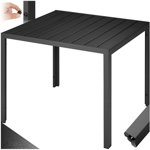 tectake® Table à Manger Extérieur & Intérieur en Aluminium & Aspect Bois 90 x 90 x 74,5 cm Résistante aux intempéries pour Salon de Jardin Exterieur Mobilier de Jardin Amenagement Balcon Terrasse