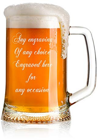 ukgiftstoreonline Personalised Engraved 1 Pint Glass Large Beer Tankard Any Occasion Calligraphy Script Birthdays Anniversaries Weddings Christmas 680ml