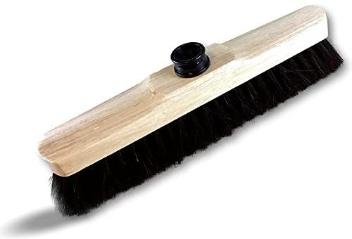 Kibros Balai ménage Droit Luxe Soie Grise 50 mm 40 cm sans Manche | Garnissage soie noire 50 mm, 40 cm, monture bois verni, version luxe, sans manche, parquet appartement.