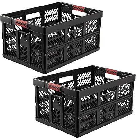 keeeper Ben Pack 2 Cajas robustas Plegables con Asas 45L, Gris Grafito, 45 Litros