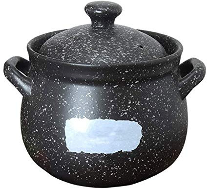 SMSOM Casseruola in Ceramica Rotonda Nero Casseruola/in Terracotta/a Terracotta/in Ceramica Pentole/pentole in Ceramica con Coperchio Resistente al Calore per Cucina in Assi casseruola