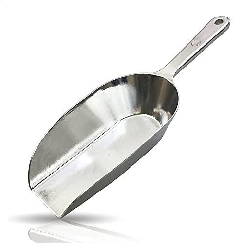 Kerafactum handliche Schippe Grosse Mehlschaufel Sackschaufel Futterschaufel | Sack Futter Mehl Zucker Schaufel Schütte aus Metall Aluminium Guss | Nicht rostend 14,5 cm glänzende Ausführung 20 ml