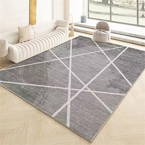 PHLCF Orientteppich Teppich Grau Geometrisch Minimalistisch Wohnzimmer Zuhause Couchtisch Sofa Rutschfester Sicherheitsläufer Teppich 80X120cm