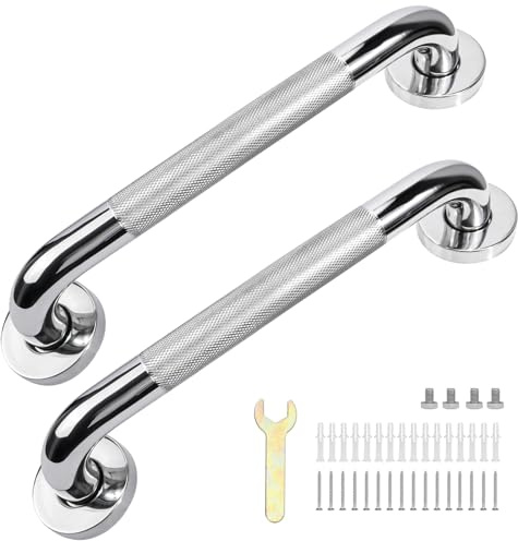 sunzone Haltegriff Bad,SUS304 Edelstahl, Rutschfest,für Senioren,30cm | 2 Stück,Badezimmer Haltegriff, Wandmontage, Rostfrei, für Dusche & Badewanne, Behinderte