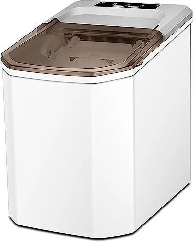 Máquina para hacer hielo, dispensador de cubitos de hielo, con operación de bajo nivel de ruido, tapa transparente grande, tamaño de cubitos de hielo ajustable, cubitos de hielo listos en 6-10 minutos