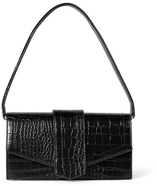 The Drop Schultertasche für Damen, Safiya mit Überschlag, Schwarz, Einheitsgröße