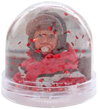 Personalisierte Foto-Schneekugel mit Glitzerkuppel, Ornament – transparenter Boden, glitzerndes Herz (rot) – ideal und Heimdekoration
