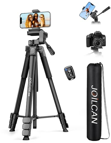 JOILCAN Phone Tripod Stand - 67 Aluminum Extendable Tripod with Remote, Portable Tripods for iPhone Photos Selfie & Video, Compatible with iPhone DSLR Camera Projector