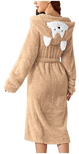Hausmantel Damen Verdickte Badehandtuch Fleece Hausmantel Warm Reisebademantel Cozy Schlafkleid Plüsch Bademantel Teenager Mode Pyjamas
