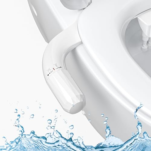 Sunowl Bidet Attachment for Toilet, Ultra-Slim Non-Electric Toilet Bidet Attachment for UK, Cold Water Bidet with Dual Nozzle Cleaning Mode, Adjustable Water Pressure Bidet Toilet Seat Attachment