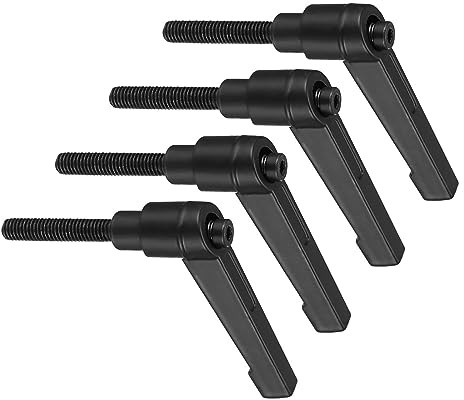 CoCud Klemmhebel Griffe M6 x 32mm Stecker Gewinde Einstellbar Schnellspanner Verriegelung Drehend Bolzen Knöpfe Schwarz - (Verwendung: für Drehmaschinen) 4Stk