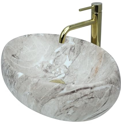 GTM Design Aufsatzwaschbecken Matt Modern Waschbecken ohne Hahnloch - Elegant Aufsatzwaschbecken Oval für Badezimmer und Gäste WC - nur Bad Waschbecken - Modell 5
