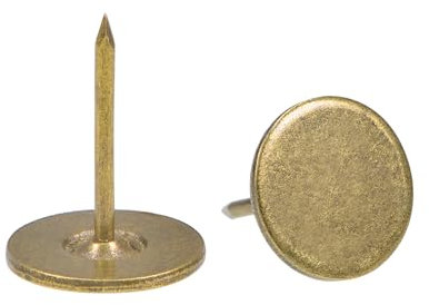 QUARKZMAN 30Pz Chiodi per Tappezzeria, Testa Piana 16mmx20mm, Puntine da Disegno Chiodi Decorativi per Lavagna Sughero Mobili, Puntine per Mobili, Divani, Testate, Bronzo