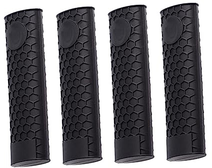 UTHCLO 4pcs Silicone Handle Holder Heat Resistant Pot Handle Covers Non-slip for Cast Iron Pans Stylish Insulation Sleeve Compact Kitchen Accessory Black