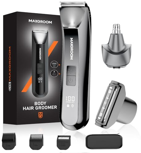Intimrasierer Mann, Körperrasierer Herren, Elektrischer Rasierer für Männer, wiederaufladbarer Herrenrasierer, für Rücken, Körper, Leistengegend, Eier, Scham und Intimbereich (Schwarz-1)
