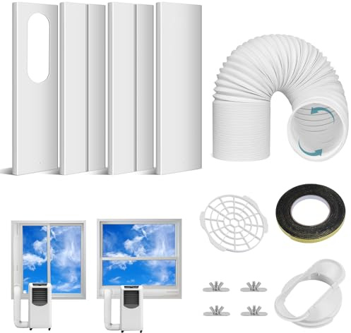 Ninonly Portable Air Conditioner Window Seal Kit, Premium PVC, 5.9'' Exhaust Hose, Universal Coupler, Fits 5.9&5.1 Inch, Sliding Window