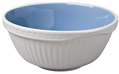 WM Bartleet & Sons 1750 Porcelain Mixing Bowl, Large Traditional Ceramic Baking Bowl, White and Blue