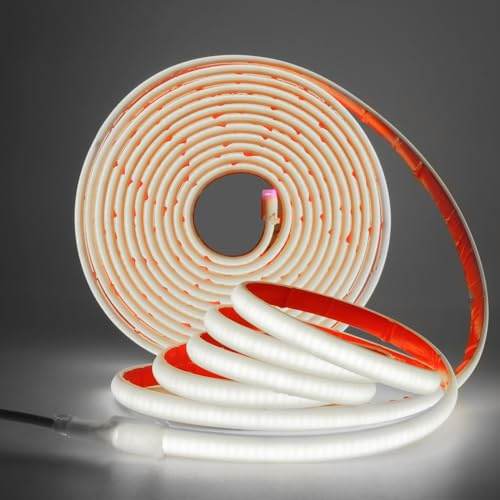 XUNATA COB Neon LED Streifen, 12V 320LEDs/m Superhell Hohe Dichte IP68 Wasserdicht, Flex Selbstklebend Diffusion COB LED Schlauch Lichtband Strip für Festival Party DIY Deko (Weiß, 2M)