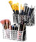 FAOKZE 2 Pièces Boîte Rangement Maquillage Organisateur,3 Compartiment Organisateur Pinceaux Rangement,Rangement Pinceaux Maquillage en Acrylique,pour Pinceaux, Eye-Liner, Rouge à Lèvres (Transparent)