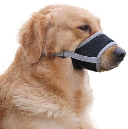 Coogime Maulkorb für Hunde, weicher Maulkorb mit atmungsaktivem Mesh-Überzug, Verstellbare Schlaufe, Atmungsaktiv, Sicherer, Verhindert Das Beißen, Kauen Und Bellen (Grey, L)