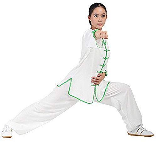 FGDIUCVN Kampfsportbekleidung Damen Kampfsport Tai Chi Uniform Kung Fu Kleidung Halbarm Wushu Anzug,Weiß,XL