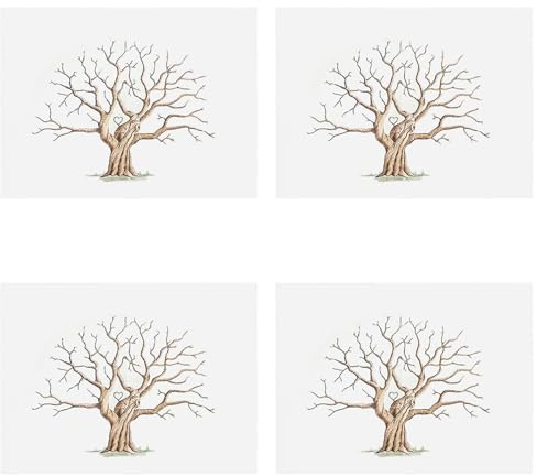 Lot de 4 empreintes digitales Image Mariage - Toile personnalisée pour empreintes digitales - Graduation d'empreintes digitales - Arbre d'empreintes digitales livre d'or sur toile | Pour anniversaire