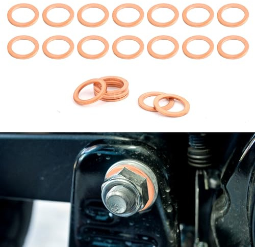 20pcs Oil Drain Plug Gasket, 14mm Copper Oil Crush Washer Seals Automotive Replacement Drain Plug Gaskets OEM PN 007603-014106 Compatible with Mercedes Benz
