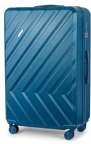 Solier Hartschalen Reisegepäck Koffer Reisekoffer – Koffer mit 4 Rollen - Rollkoffer mit Zahlenschloss - Hardcase Flugkoffer Reisetrolley (blau, XXL 97,5L)