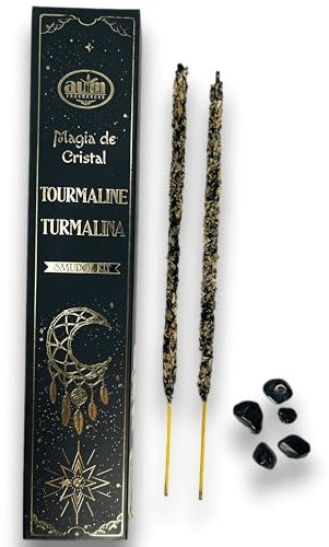 Incienso Magia de Cristal AUM Fragrances - Incienso con cajita de Minerales - Ingredientes Naturales - Eco Friendly - Sin Pesticidas - Hecho a Mano - No tóxico - 20gr. HOSTENATURA (Turmalina)