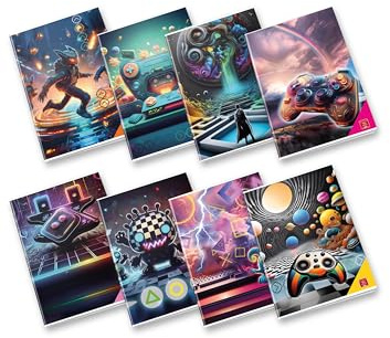 Pigna, Maxi Cahier Jeux électroniques, format A4 21x29,7 cm, 80 pages + couverture, papier 80 g/m², intérieur 1R, lignes pour collèges et lycées, couvertures assorties, 10 pièces