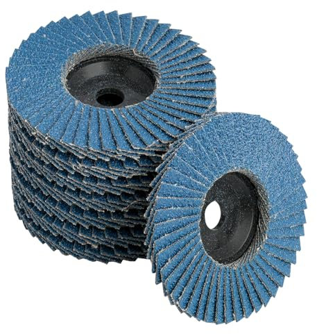Set di 8 dischi lamellari Dischi lamellari per smerigliatrici angolari, Disco abrasivo Ø 76 mm x 10 mm, Dischi abrasivi di alta qualità in blu per metallo, legno e PVC, Adatto per smerigliatrici angol