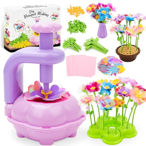 deAO Kit Fai da Te Fiori Bambini, Set Creativo per Mazzi di Fiori con Pressa, Petali e Steli, Idea Regalo per Bambine 3-12 Anni, Perfetto per Attività Manuali Creative