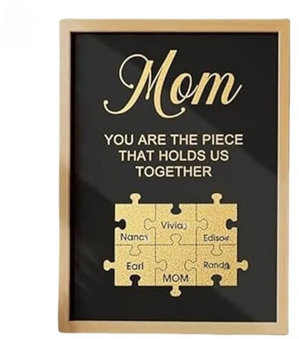 Hainadian Puzzle personnalisé pour la fête des mères et la fête des pères avec noms des enfants, cadre photo, pour l'anniversaire de papa et la fête des pères (A4, 24 x 33 cm)
