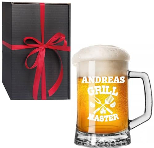 Chope à bière personnalisée XL 620 ml avec gravure - Cadeau d'anniversaire - Passe au lave-vaisselle - Cruche avec anse - Idée cadeau pour homme - Verre de qualité supérieure - 15,4 cm de haut