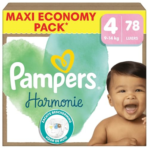 Pampers Harmonie Couches Taille 4, 78 Couches, 9kg-14kg, Protection Douce De La Peau Avec 100% D’Absorption Pampers
