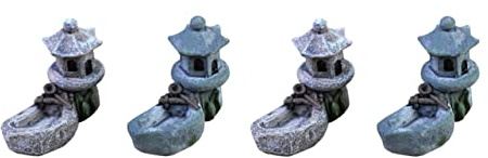 ibasenice Juego de 4 Adornos de Resina para Jardín de Hadas Torre de Piscina Miniatura, Decoración Práctica y Detallada para Interiores y Exteriores